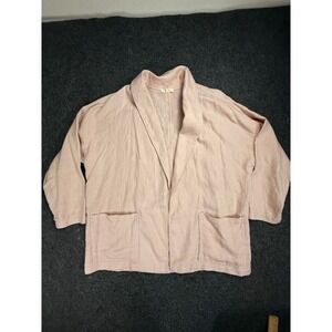 Eileen Fisher Women's‎ Linen Open Front Jacket Blush Pink Large Lightweight